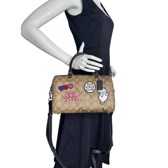 Coach Rowan Satchel In Signature Canvas With Disney Patches - Picture 11 of 12